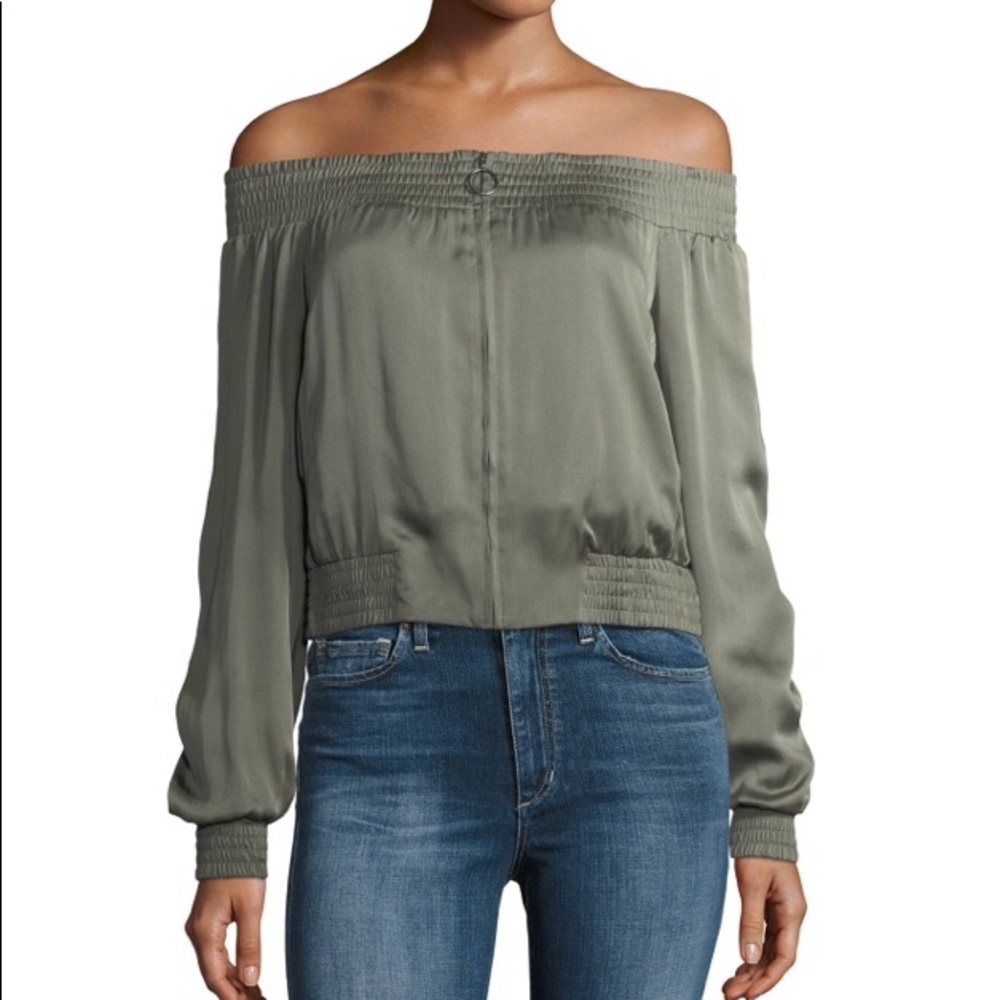 NWT BCBG Marco Off the Shoulder Bomber Jacket